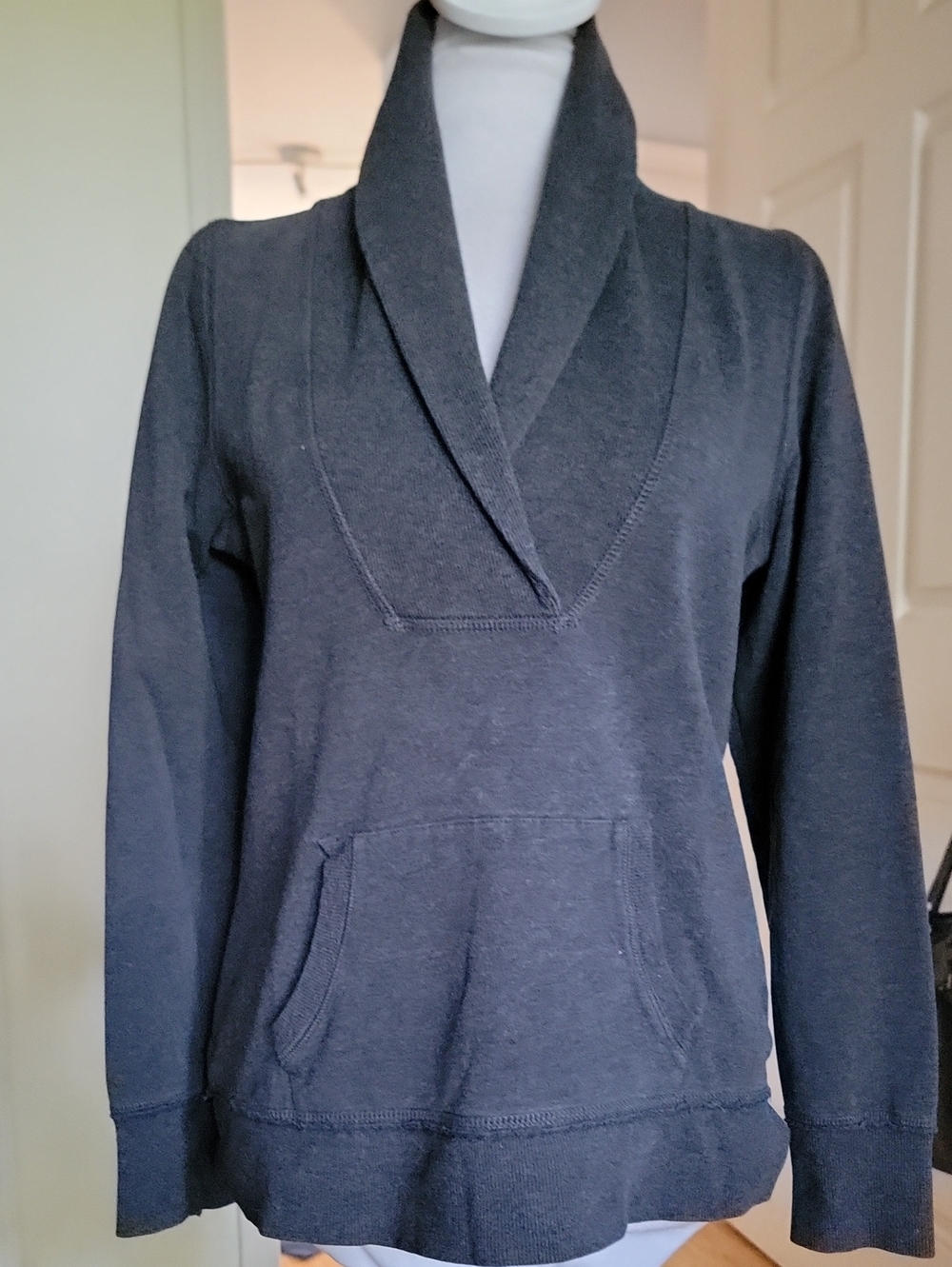 Eddie Bauer Women's Charcoal Shawl Collar Pullover Sweatshirt